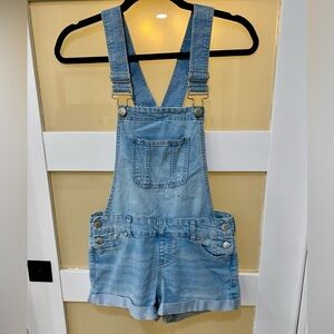 Blue Spice Denim Overall Shorts Women Junior size 1, Blue, Adjustable Length